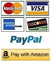 Visa, Mastercard, Amex, Discover, Paypal, Amazon Pay accepted at checkout.